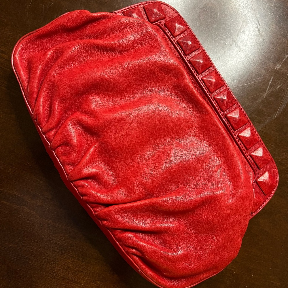 Linea Pelle Vibrant Red Leather Wristlet